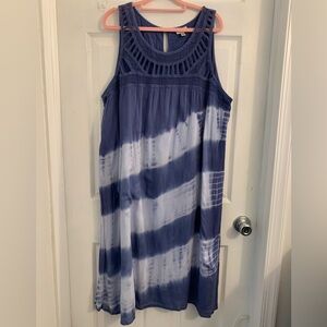 Avenue Women’s plus Blue and White Tie-Dye Midi summer Dress. Size 22W $15